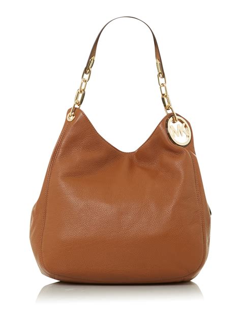 michael kors fulton large hobo brown|Michael Kors large shoulder tote.